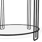 Стол журнальный круглый с серой столешницей из стекла на 4-х черных ножках Gray and Gold Marble варинант исполнения - 4 | Loft Concept в Барнауле