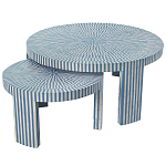 Комплект журнальных столов с инкрустацией Stripes Set of two tables blue варинант исполнения - 1 | Loft Concept в Барнауле