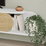 ТВ-тумба подвесная белая с полкой и откидной дверцей цвета древесины TONE TV STAND WHITE варинант исполнения - 4 | Loft Concept в Барнауле
