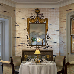 Обои ручная роспись Fishes Blue Pearl on Tarnished Silver gilded silk with pearlescent antiquing варинант исполнения - 6 | Loft Concept в Барнауле