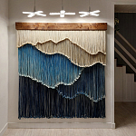 Текстильный Арт-объект на стену ручной работы из веревок Blue Mountains варинант исполнения - 2 | Loft Concept в Барнауле