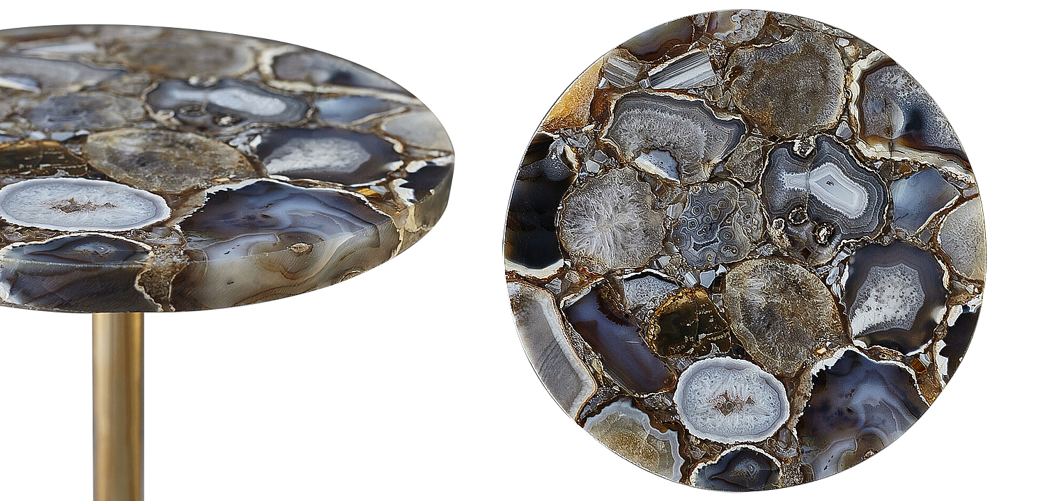 Приставной столик со столешницей из агата Grey Agate Side Table Приставной столик со столешницей из агата Grey Agate Side Table - Loft-Concept в Барнауле