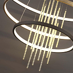 Люстра подвесная с 3-мя круглыми подвесами в черном и золотистом цвете и вертикальными подвесками Ring Horizontal варинант исполнения - 3 | Loft Concept в Барнауле