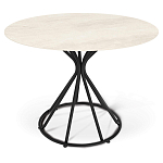 Стол обеденный с круглой керамической столешницей песчаного цвета Sand Ceramics варинант исполнения - 1 | Loft Concept в Барнауле