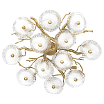 Потолочная люстра круглая ветвистыми бронзовыми элементами и стеклянными рифлеными дисками Textured Glass Chandelier варинант исполнения - 1 | Loft Concept в Барнауле