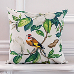 Декоративная подушка бежевая с изображением птица в саду Blooming Birds варинант исполнения - 2 | Loft Concept в Барнауле