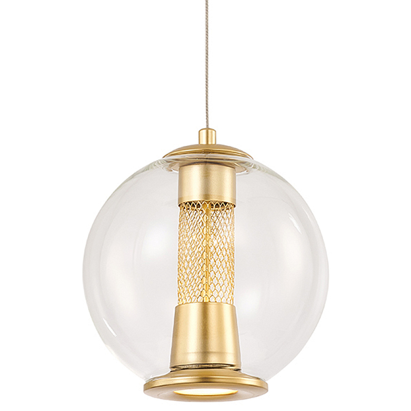 Подвесной светильник с плафоном в форме шара Inner Gleam Orb gold Прозрачное Стекло Золотой Подвесной светильник с плафоном в форме шара Inner Gleam Orb gold Прозрачное Стекло Золотой в Барнауле | Loft Concept