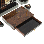 Настольный письменный набор с часами из природного камня обсидиана Royal Stone варинант исполнения - 4 | Loft Concept в Барнауле