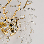 Бра золотого цвета с декоративными ветвями и прозрачными подвесками в форме листьев Droplet Chandelier варинант исполнения - 6 | Loft Concept в Барнауле
