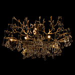 Потолочная люстра в виде ветвей деревьев золотого цвета с прозрачными подвесками-каплями Droplet Chandelier варинант исполнения - 4 | Loft Concept в Барнауле