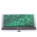 Визитница карманная металлическая с накладкой из натурального камня Малахит Stone Business Card Holders  варинант исполнения - 1 | Loft Concept в Барнауле