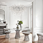 Люстра подвесная с прозрачными стеклянными подвесками в форме капель Диаметр 80 см Droplet Chandelier варинант исполнения - 11 | Loft Concept в Барнауле