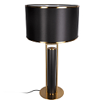 Настольная лампа с чёрным тканевым абажуром и металлическим корпусом золотого цвета Golden Arc варинант исполнения - 2 | Loft Concept в Барнауле