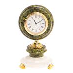 Часы настольные бронзовые из натуральных камней Мрамор и Змеевик Stone Clock варинант исполнения - 10 | Loft Concept в Барнауле