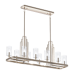 Люстра прямоугольная цвета латунь с прозрачными рифлеными цилиндрическими плафонами Kichler варинант исполнения - 11 | Loft Concept в Барнауле