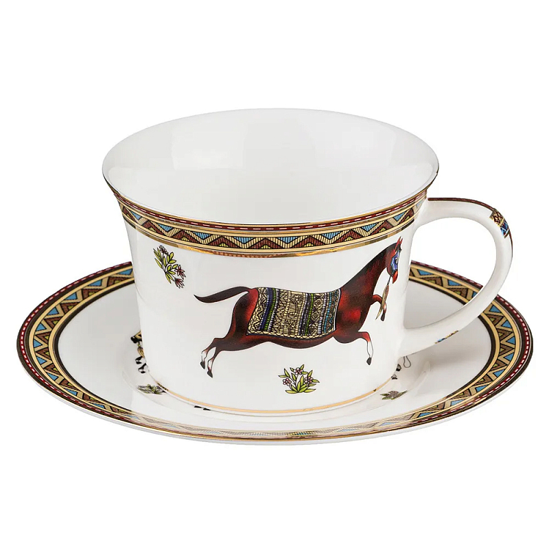 Чайная пара из фарфора с изображением лошади 250 мл Porcelain Horse Set Белый Мульти Чайная пара из фарфора с изображением лошади 250 мл Porcelain Horse Set Белый Мульти в Барнауле | Loft Concept