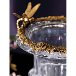 Ваза из прозрачного стекла на бронзовой подставке с ободком и ручками в виде стрекоз Eden Garden варинант исполнения - 5 | Loft Concept в Барнауле