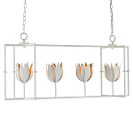 Люстра белая прямоугольная с абажурами в виде цветков тюльпана White Tulips варинант исполнения - 2 | Loft Concept в Барнауле
