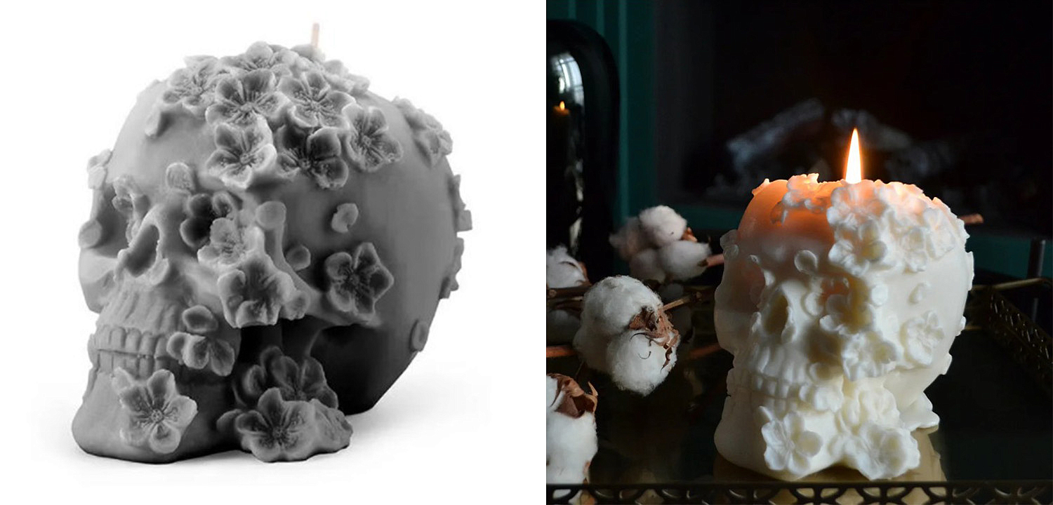 Свеча Gray Flowers Skull Свеча Gray Flowers Skull - Loft-Concept в Барнауле