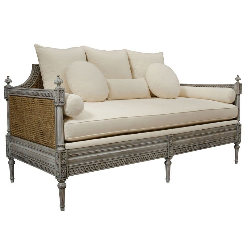 Диван French Cane Sofa Daybed ivory ( слоновая кость ) Дерево Темно-Серый Диван French Cane Sofa Daybed ivory ( слоновая кость ) Дерево Темно-Серый в Барнауле | Loft Concept