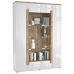 Шкаф-витрина с белым глянцевым фасадом 4-х дверная Grace of Furniture варинант исполнения - 1 | Loft Concept в Барнауле