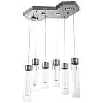 Люстра c 6-ю стеклянными плафонами хром Sparkling Bubbles Tube Chrome Hanging Lamp варинант исполнения - 1 | Loft Concept в Барнауле