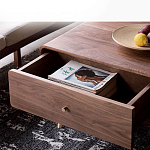 Кофейный стол из дерева с ящиком и нишей для хранения Coffee Walnut Table варинант исполнения - 7 | Loft Concept в Барнауле