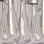 Люстра с 7-ю прозрачными плафонами из стекла в форме капли на круглом потолочном основании цвета хром Lucid Rain  варинант исполнения - 9 | Loft Concept в Барнауле