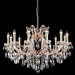 Люстра подвесная с 12-ю лампочками и прозрачными хрустальными подвесками на основании золотого цвета Crystal lamps варинант исполнения - 1 | Loft Concept в Барнауле