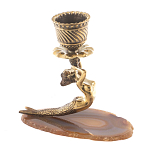 Подсвечник из натурального камня агат светло-коричневый Stone Candlestick варинант исполнения - 3 | Loft Concept в Барнауле