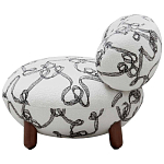 Кресло без подлокотников на деревянных ножках белое с вышивкой Sharp Armchair варинант исполнения - 2 | Loft Concept в Барнауле