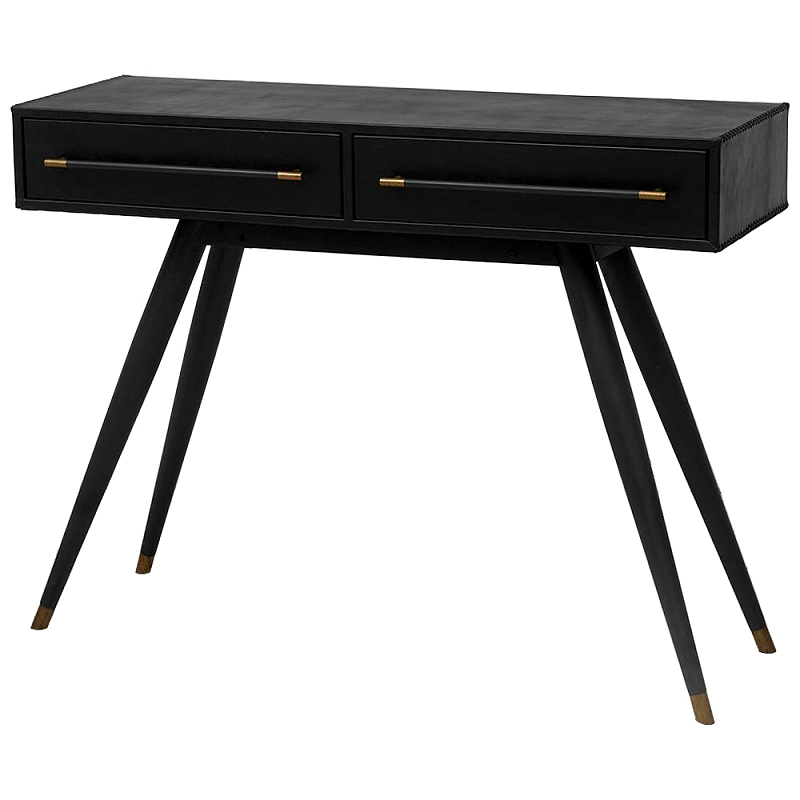 Консоль с 2-мя ящиками Idoya Black Console Черный Латунь Консоль с 2-мя ящиками Idoya Black Console Черный Латунь в Барнауле | Loft Concept