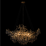 Подвесная люстра в виде ветвей деревьев золотого цвета с прозрачными подвесками-каплями 10 и 14 ламп Droplet Chandelier варинант исполнения - 2 | Loft Concept в Барнауле