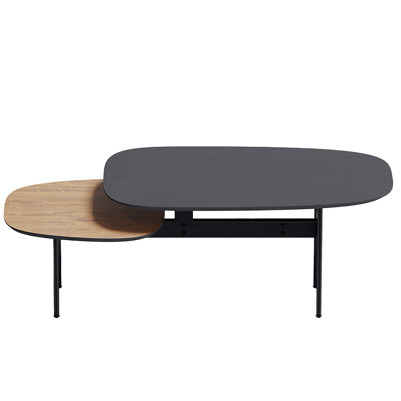 Step журнальный столик из натурального дуба и металла Черный Светлый дуб в Барнауле | Loft Concept 