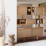 Приставной стол с отделкой из джута Juti D30 см варинант исполнения - 7 | Loft Concept в Барнауле