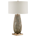 Настольная лампа с фактурным корпусом и тканевым абажуром Smooth Peaks варинант исполнения - 3 | Loft Concept в Барнауле