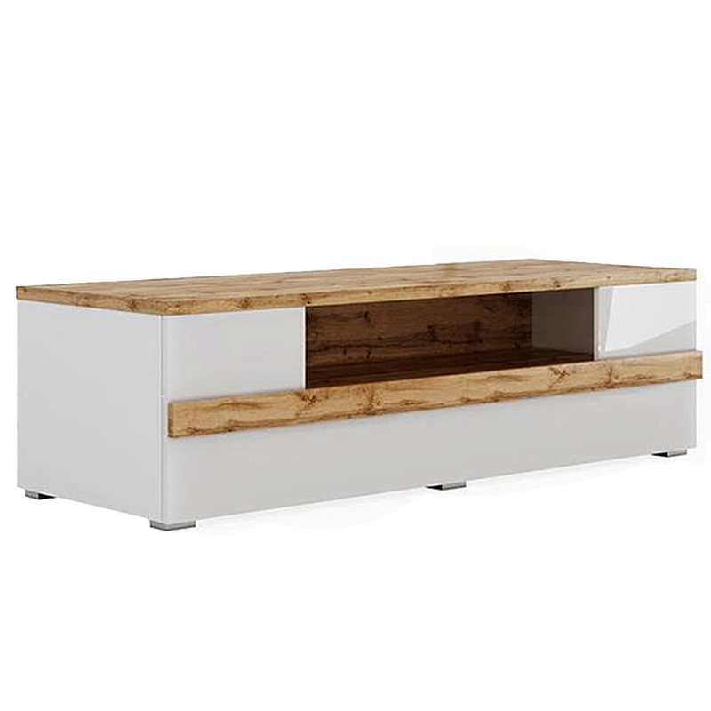 ТВ-тумба с белым глянцевым фасадом Grace of Furniture Глянцевый белый Дуб вотан ТВ-тумба с белым глянцевым фасадом Grace of Furniture Глянцевый белый Дуб вотан в Барнауле | Loft Concept