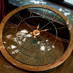 Часы настенные деревянные с римскими цифрами бронзового цвета Clock with History варинант исполнения - 3 | Loft Concept в Барнауле