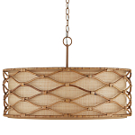 Подвесной светильник  из кованого железа и абажуром из ротанга Wicker Furniture варинант исполнения - 3 | Loft Concept в Барнауле