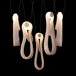 Подвесной светильник белого цвета с 6-ю изогнутыми плафонами Flow Loop варинант исполнения - 7 | Loft Concept в Барнауле