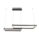 Подвесной светильник светодиодный с 2-мя черными прямоугольными плафонами из алюминия и акрила с пультом для регулировки света Smeragde Light Black варинант исполнения - 1 | Loft Concept в Барнауле