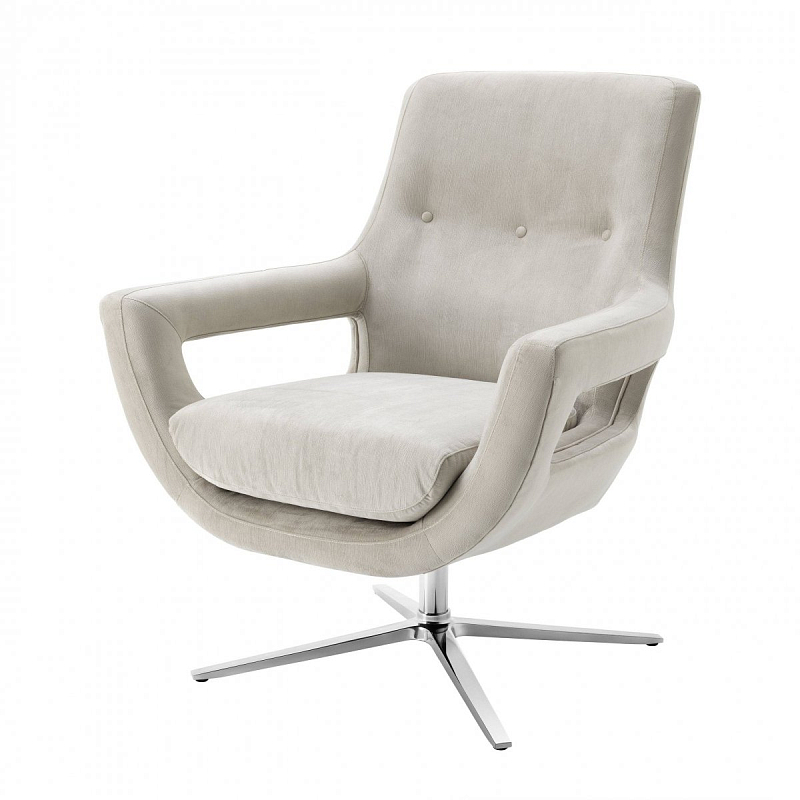 Кресло Eichholtz Swivel Chair Flavio Pebble Grey Никель Бежево-серый Кресло Eichholtz Swivel Chair Flavio Pebble Grey Никель Бежево-серый в Барнауле | Loft Concept