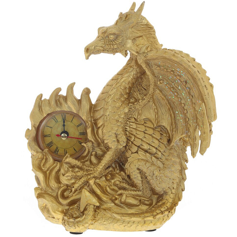 Часы в виде дракона Golden Dragon Clock Золотой Часы в виде дракона Golden Dragon Clock Золотой в Барнауле | Loft Concept