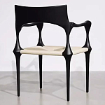 Стул дизайнерский с плетеным сидением Kronos Dining Chair Black варинант исполнения - 5 | Loft Concept в Барнауле