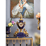 Часы настольные из темно-синего фарфора с бронзовыми фигурками и декоративными элементами Eden Garden варинант исполнения - 2 | Loft Concept в Барнауле