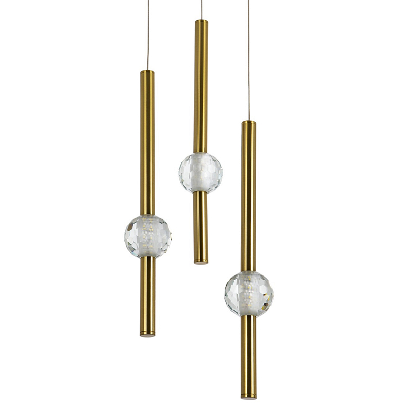 Подвесной светильник с 3-мя плафонами Celestin Spheres Brass Hanging Lamp Латунь Прозрачный Подвесной светильник с 3-мя плафонами Celestin Spheres Brass Hanging Lamp Латунь Прозрачный в Барнауле | Loft Concept