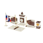 Настольный письменный набор из мрамора и лемезита с гербом и флагом России Marble Accessory варинант исполнения - 2 | Loft Concept в Барнауле