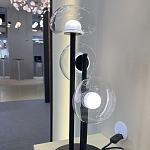 Настольная лампа с тремя прозрачными куполообразными плафонами и черным металлическим основанием Flos Wireline Lighting варинант исполнения - 4 | Loft Concept в Барнауле