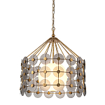 Люстра подвесная с круглыми дисками из серого фактурного стекла с белым матовым шаром внутри Quintiesse варинант исполнения - 1 | Loft Concept в Барнауле