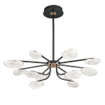 Люстра черного цвета с 12-ю прозрачными плафонами овальной формы Iona chandelier варинант исполнения - 2 | Loft Concept в Барнауле